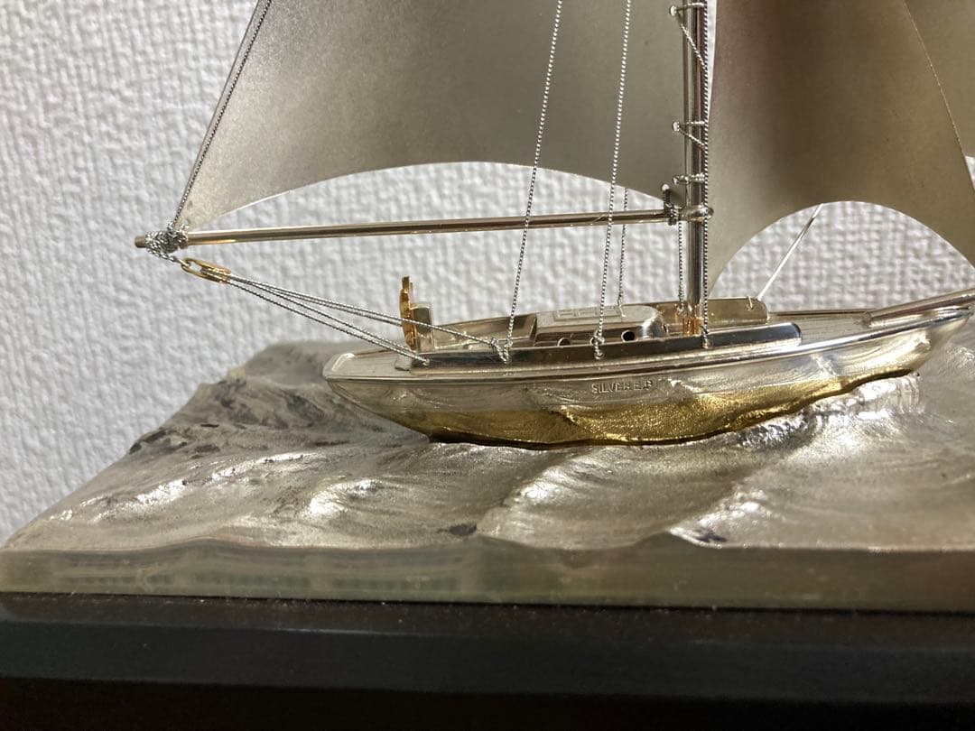 現状品　銀製　船置物