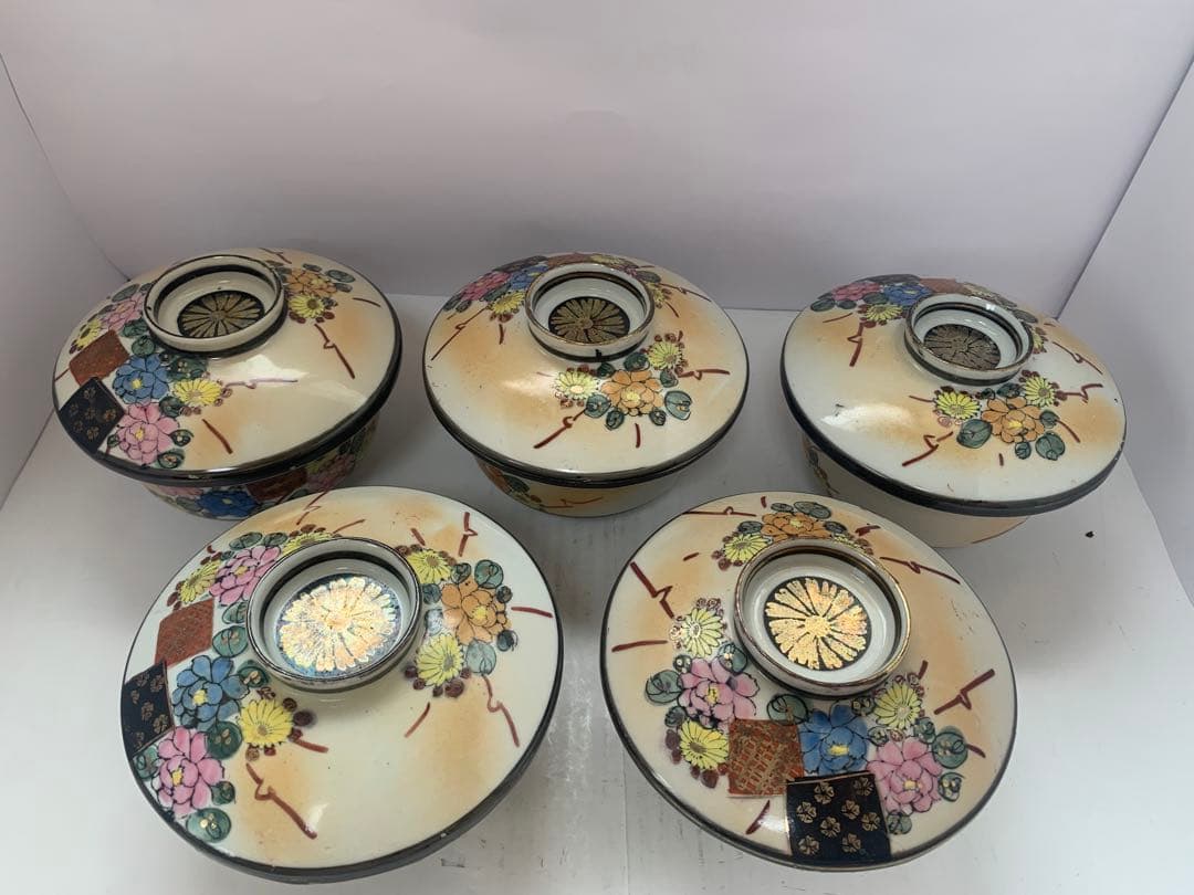 九谷焼　蓋物碗　五客　送料込み