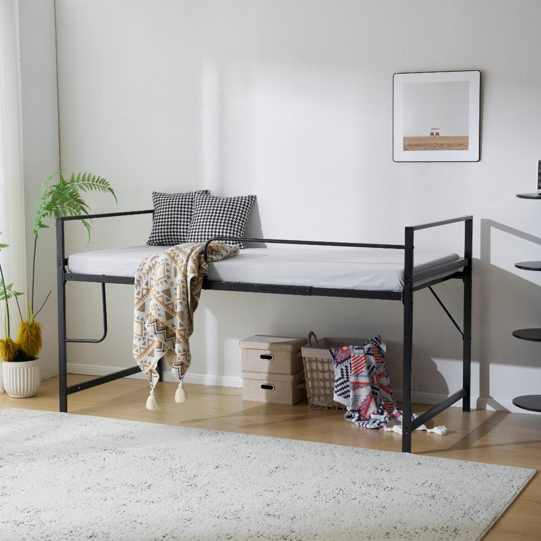 【高さ110cm】ロフトベッド シングル パイプベッド ロータイプ 収納付き