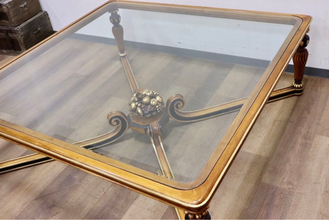 GMHH490○西洋 アンティーク リビングテーブル センターテーブル ガラス