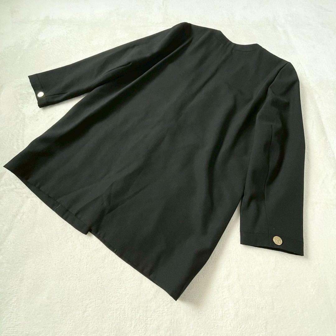 レオナール　ノーカラージャケット　金ボタン　9 ブラック　黒
