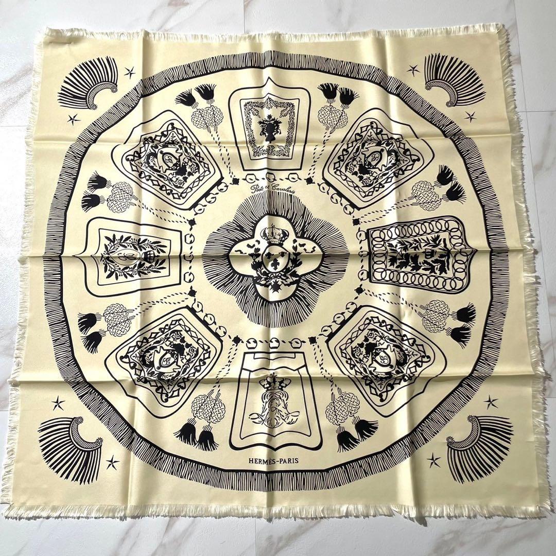 未使用・24年新作　エルメス　カレH 80 サーベル飾袋　フリンジ　スカーフ