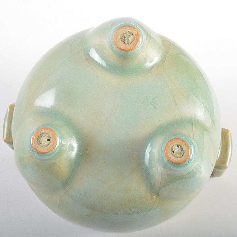 kk 陶芸家　萬古焼　山本広己　秀逸作　青磁香炉　共箱　M　R5768