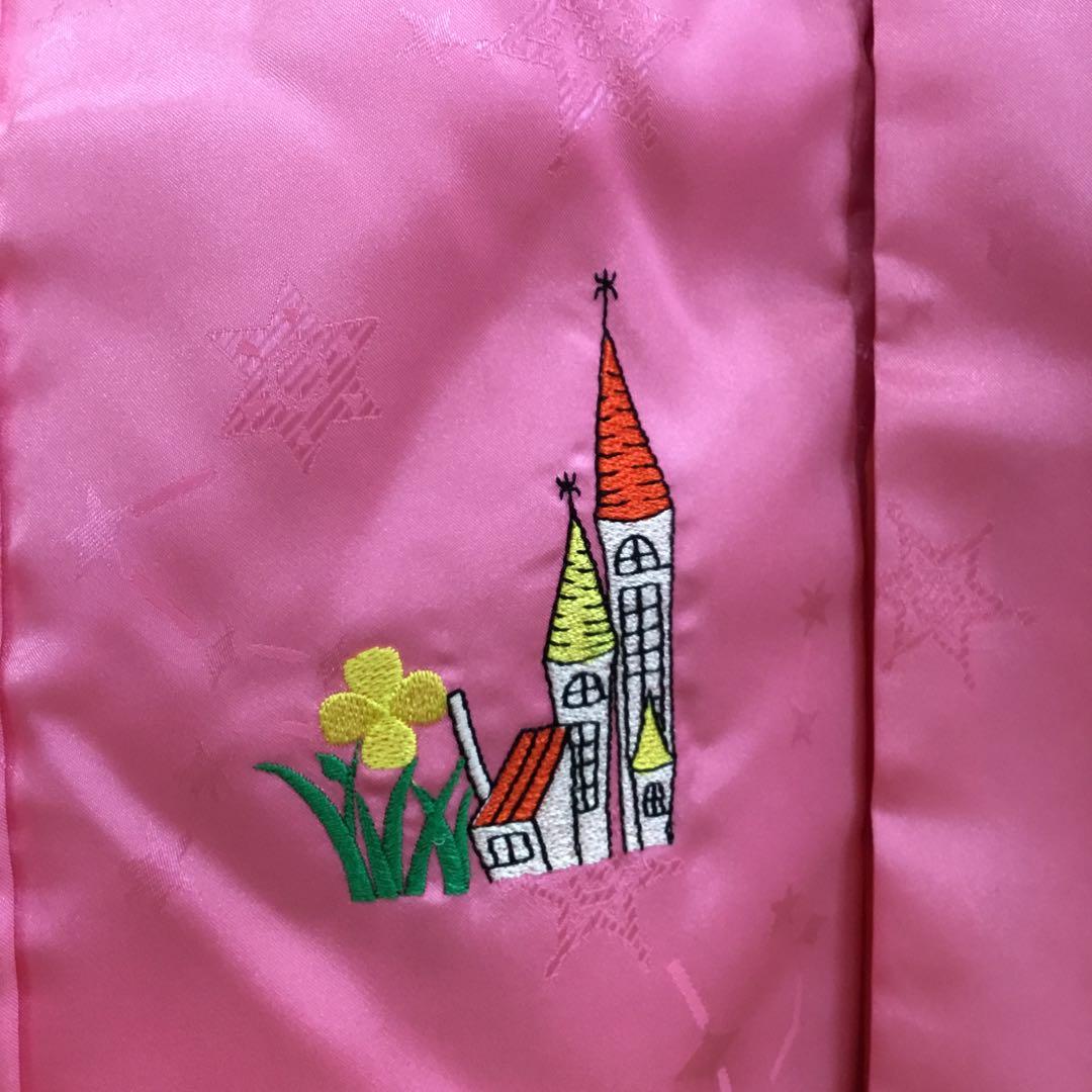 【新品長期保管品】七五三用ピンク着物 被布　巾着　セット　3歳　レトロ　派手