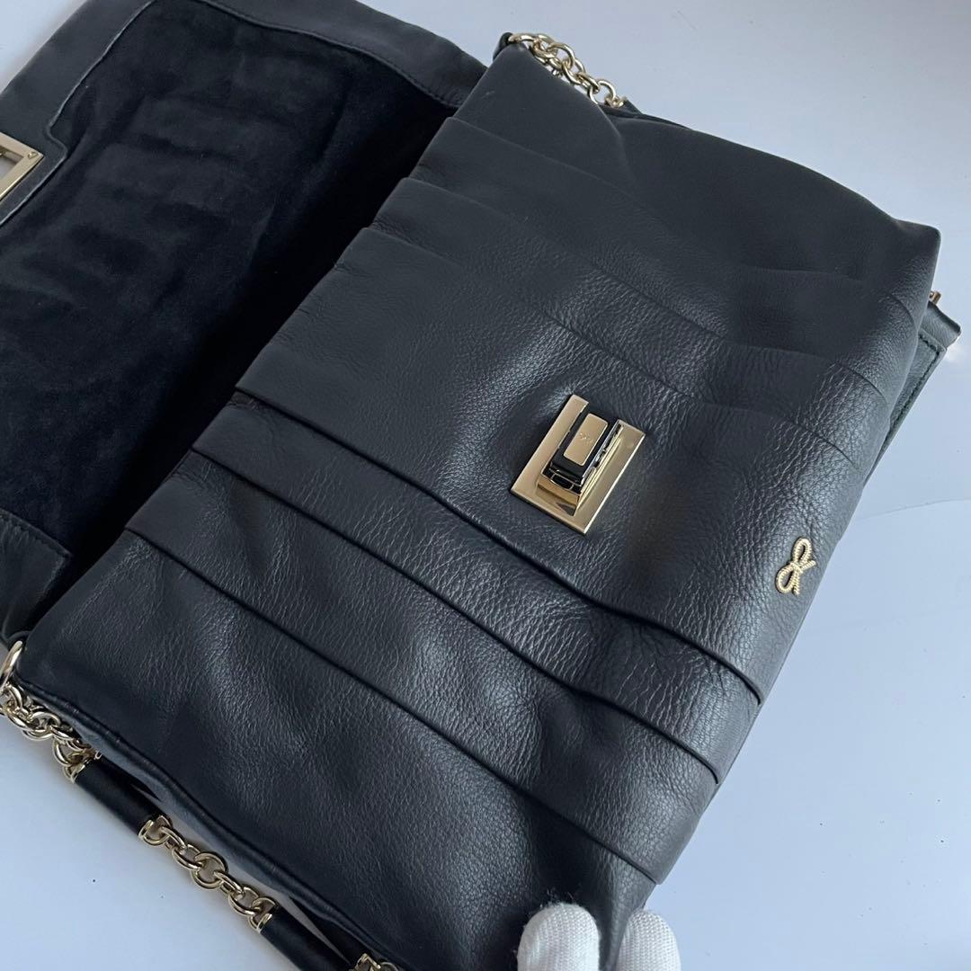 ✨️未使用級✨️ ANYAHINDMARCH チェーン ハンドバッグ 黒色 レザー