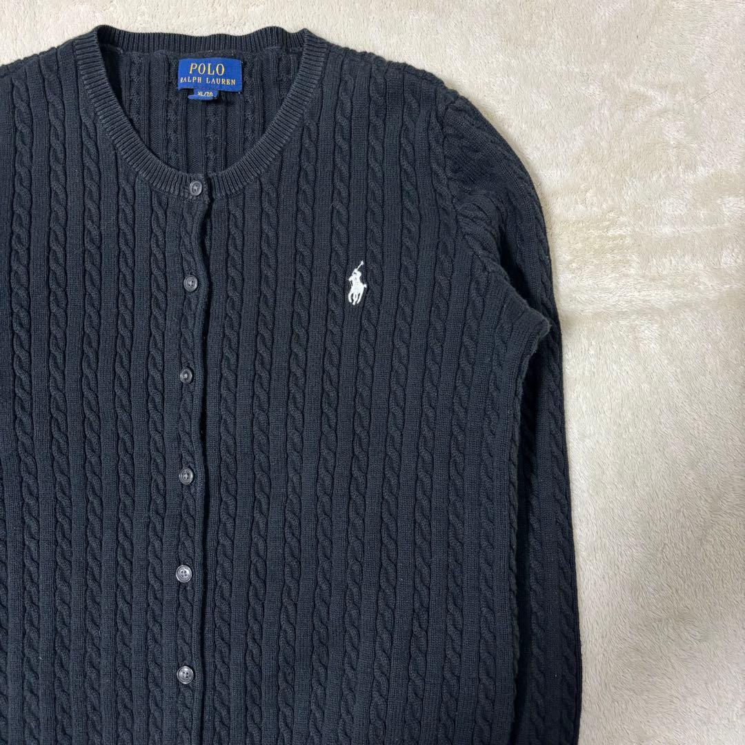 【人気】ポロ ラルフローレン ケーブルニット カーディガン ブラック
