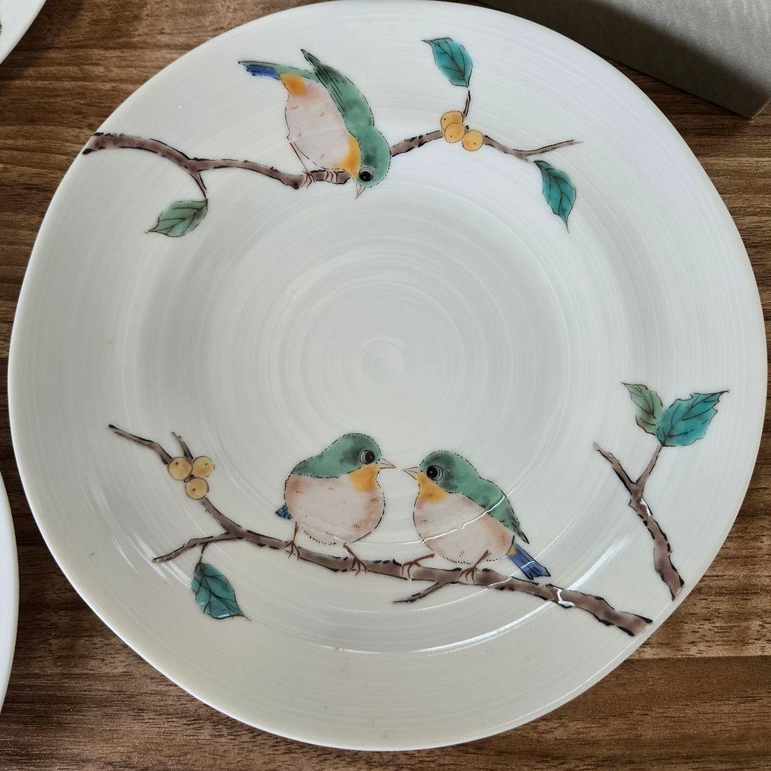 九谷焼 青郊 小鳥絵柄 陶器プレート 5枚セット