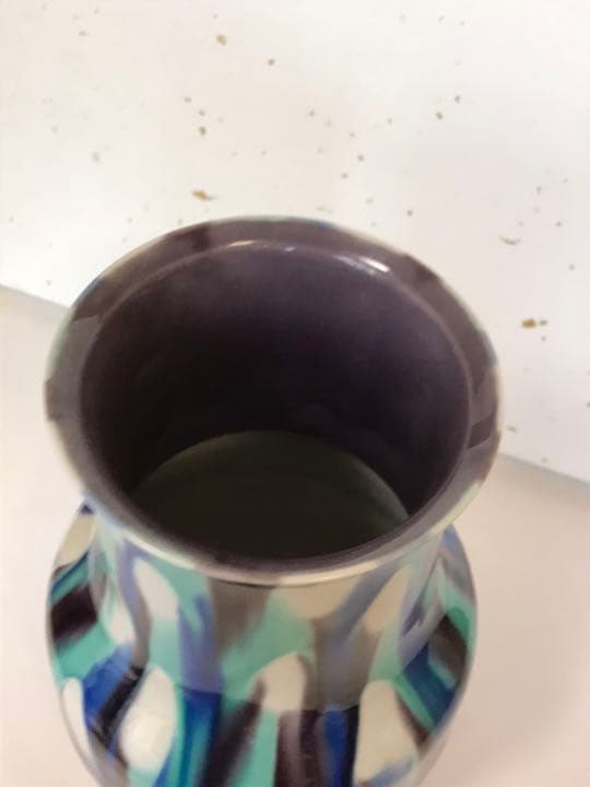 人間国宝 三代 徳田 八十吉 (正彦) 彩釉 花器 共箱 栞　本物保証　T46