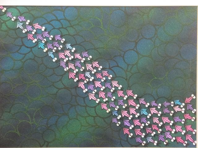 無署名　切絵　貼り絵『波昇蛍烏賊』切絵　貼り絵 0109E