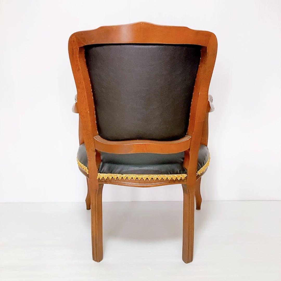 アンティーク　クラシックスタイル　アームチェア 猫脚　椅子　合皮　サロンチェア