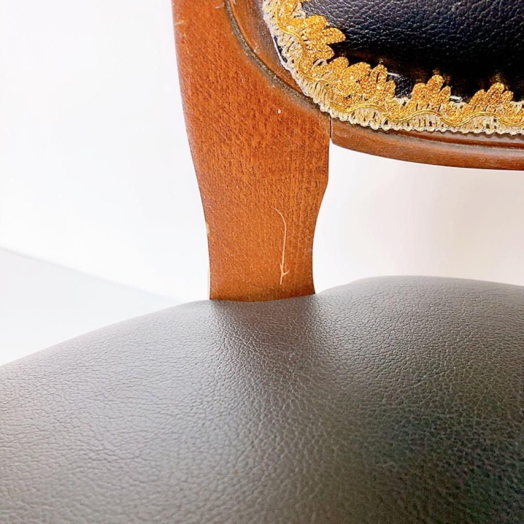 アンティーク　クラシックスタイル　アームチェア 猫脚　椅子　合皮　サロンチェア