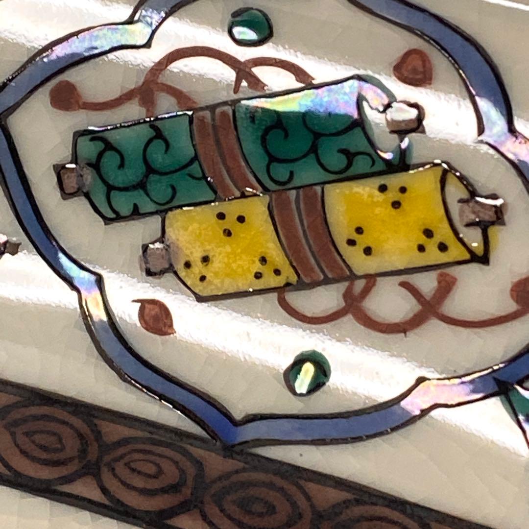九谷焼 九角皿 大皿 飾り皿 角福 花鳥 盛皿 色絵　骨董