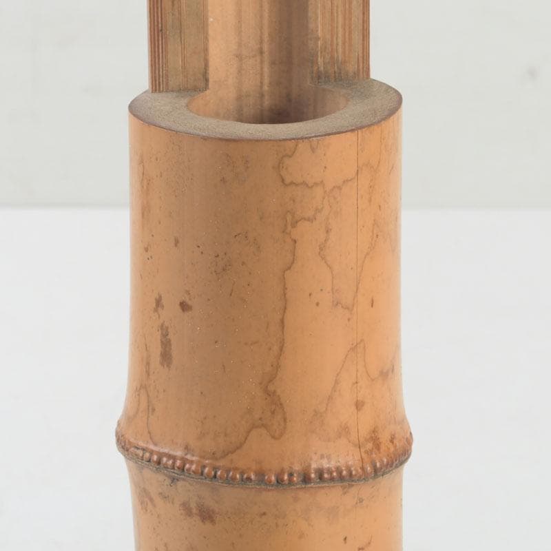 茶道具　古竹製　一重竹花生　花押あり　仰止斎（松尾宗古）書付共箱　C　9723