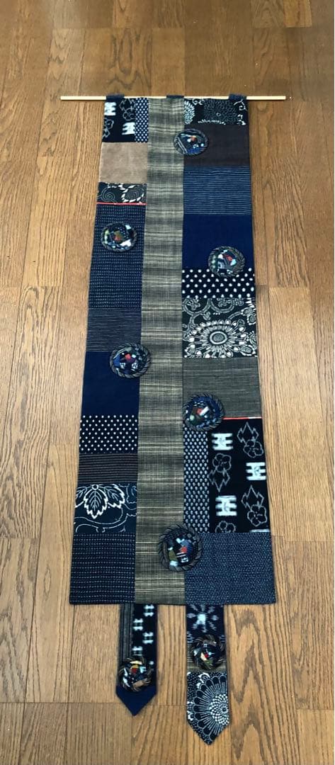 久留米絣とばらパッチのテーブルセンター