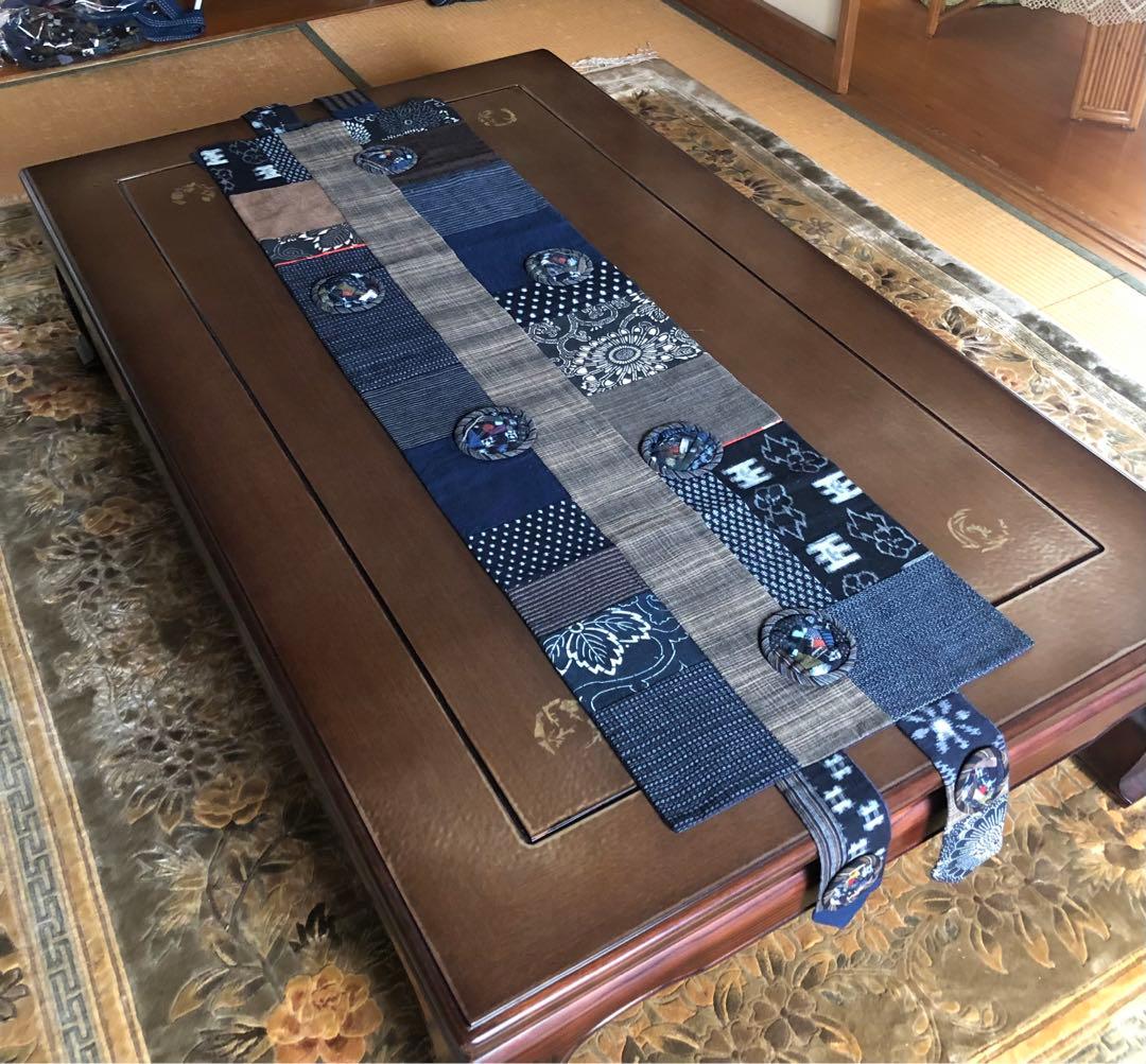 久留米絣とばらパッチのテーブルセンター