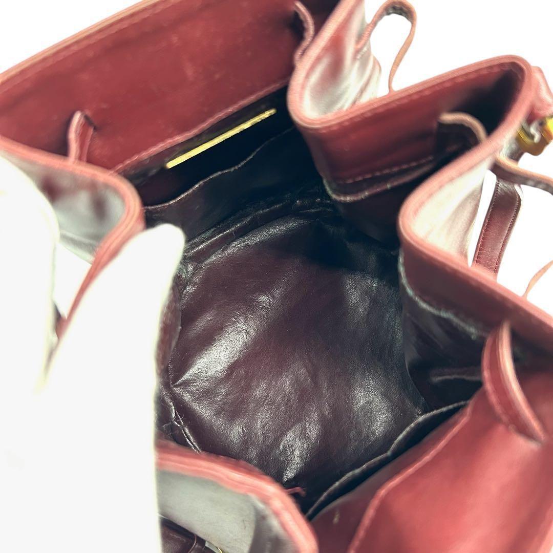 良品 1016 カルティエ ショルダーバッグ 巾着 マストライン ボルドー