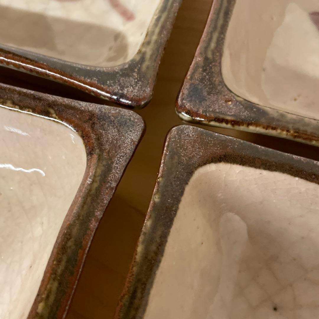 河井敏孝　鳥文角皿　６客　共箱付き　河井寛次郎 濱田庄司 民藝