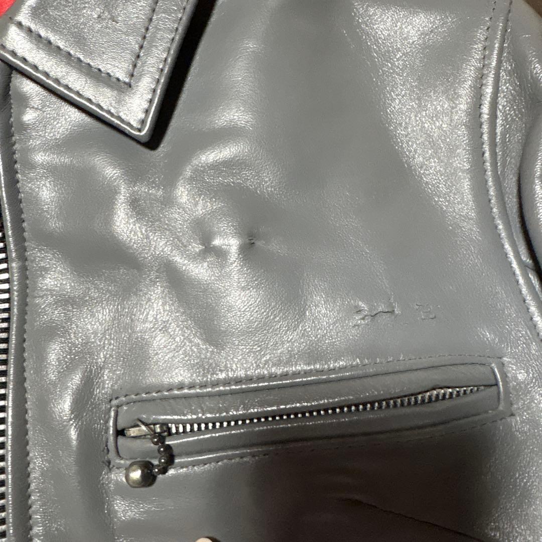 旧タグ666グレー シングルライダースジャケット