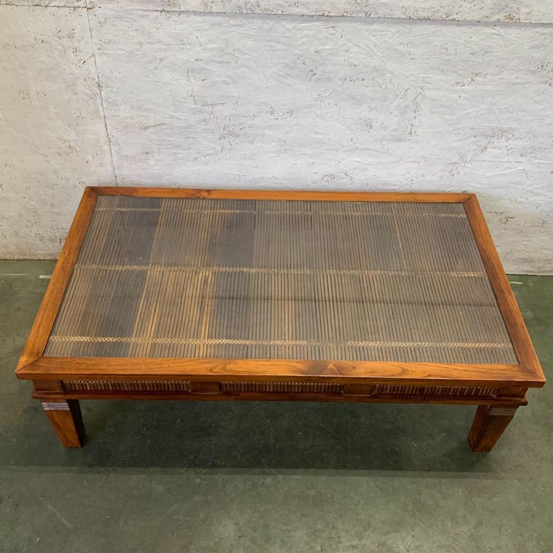 アンティーク バンブー ガラステーブル ローテーブル アジアン家具 N0750