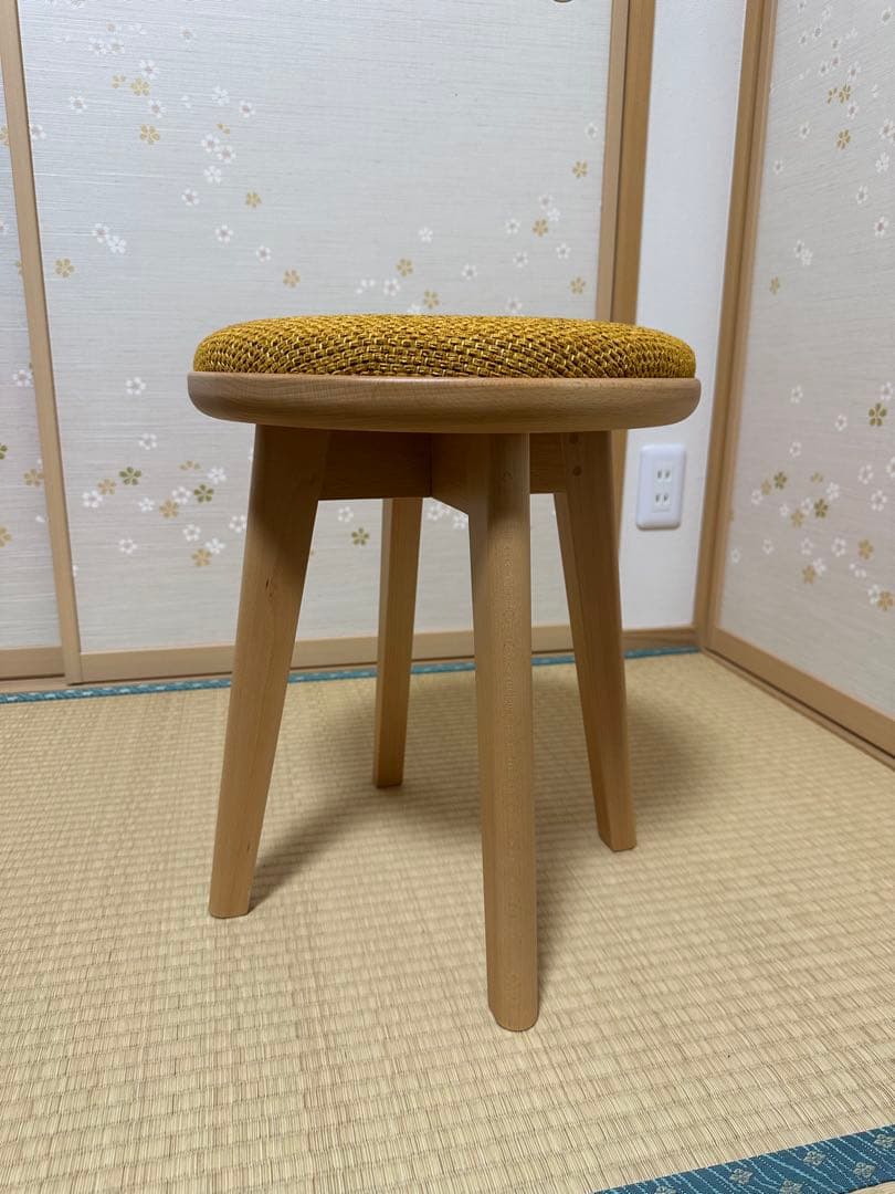 【未使用】高級スツール ナチュラル イエロー