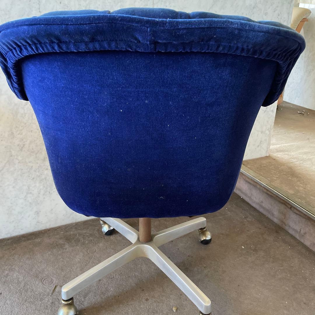 昭和レトロ ネイビー ベルベット ダイニングチェア
