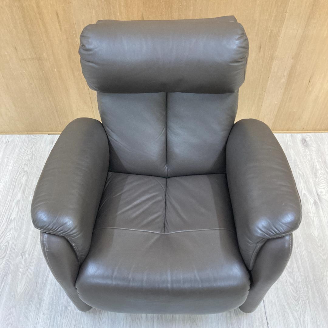 リクライニングソファ　一人掛け　ヘッドレスト可動式　本革