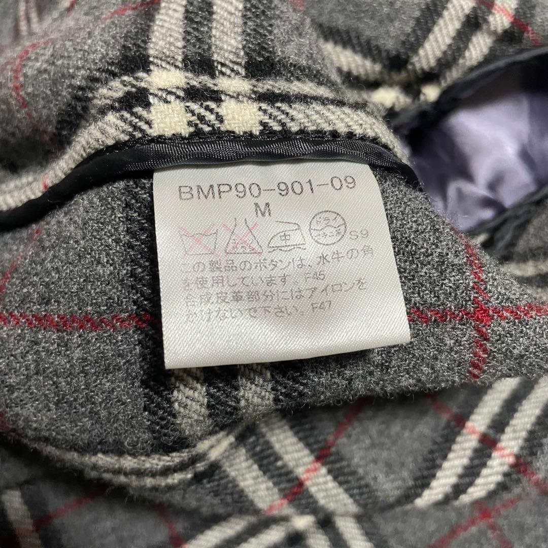 バーバリー　ブラックレーベル　ダッフルコート　チェック　黒　グレー　メンズ　M