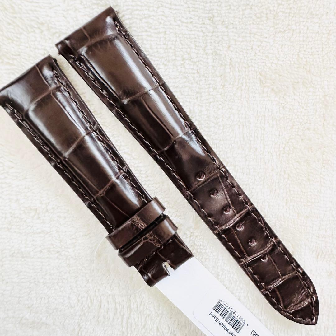 6007#20mm-16mmダークブラウン★本物クロコダイルベルト★スイス製