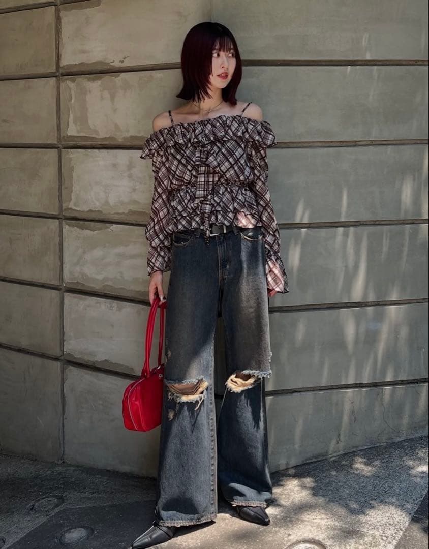 【MOUSSY】 LIMITED 2WAY RUFFLE BLOUSE