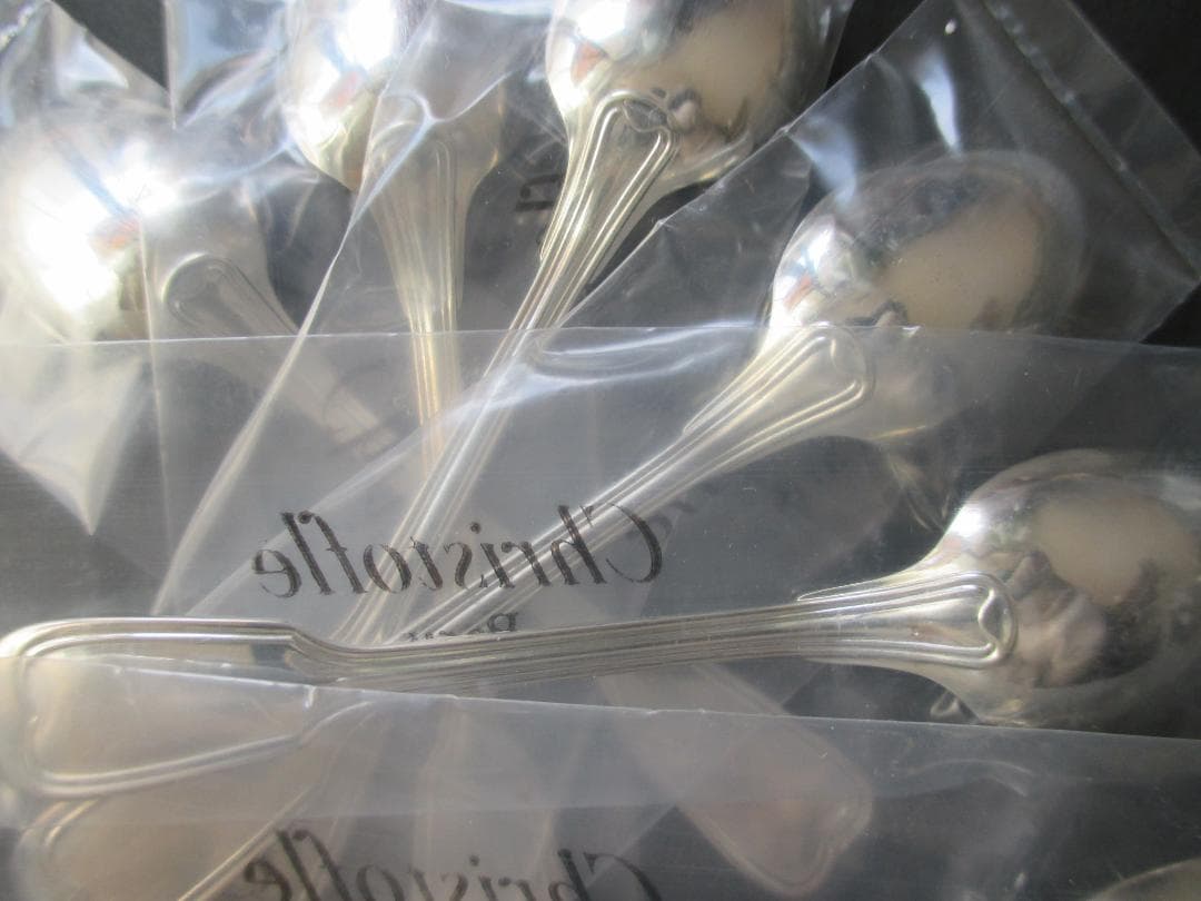 未使用品☆仏蘭西高級銀器クリストフルシルバー　デミタススプーン６本セット　シノン