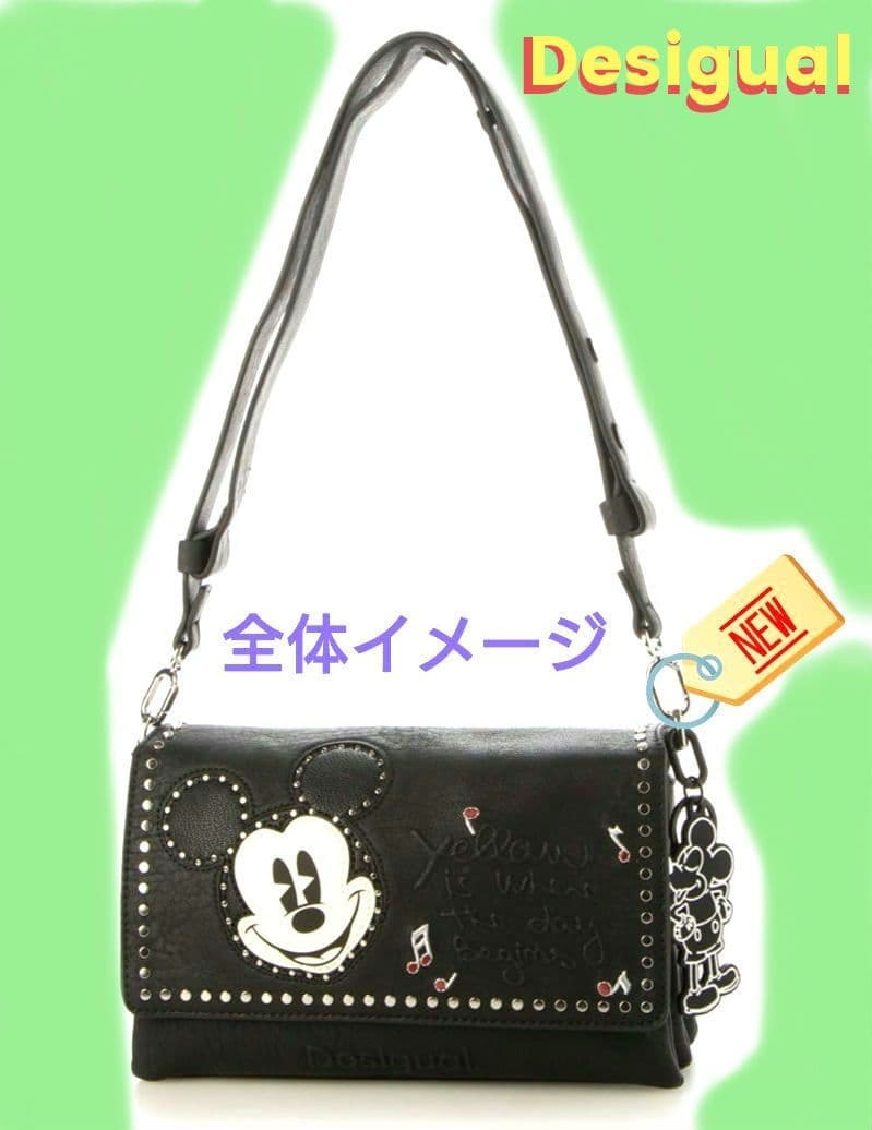 ♦Desigual♦　ミッキーデザイン・レザー調ミドルクロスボディバック　ＢＫ