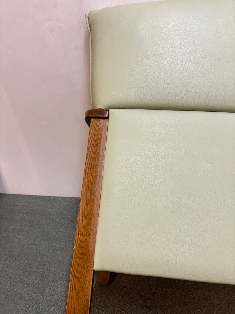 【リペア済み】　レザー　2Pソファ　グリーン色