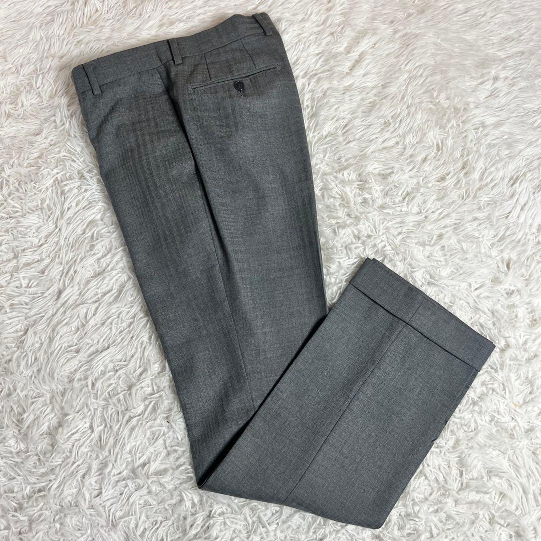 美品 リングジャケット セットアップスーツ チェック格子柄 グレー 44