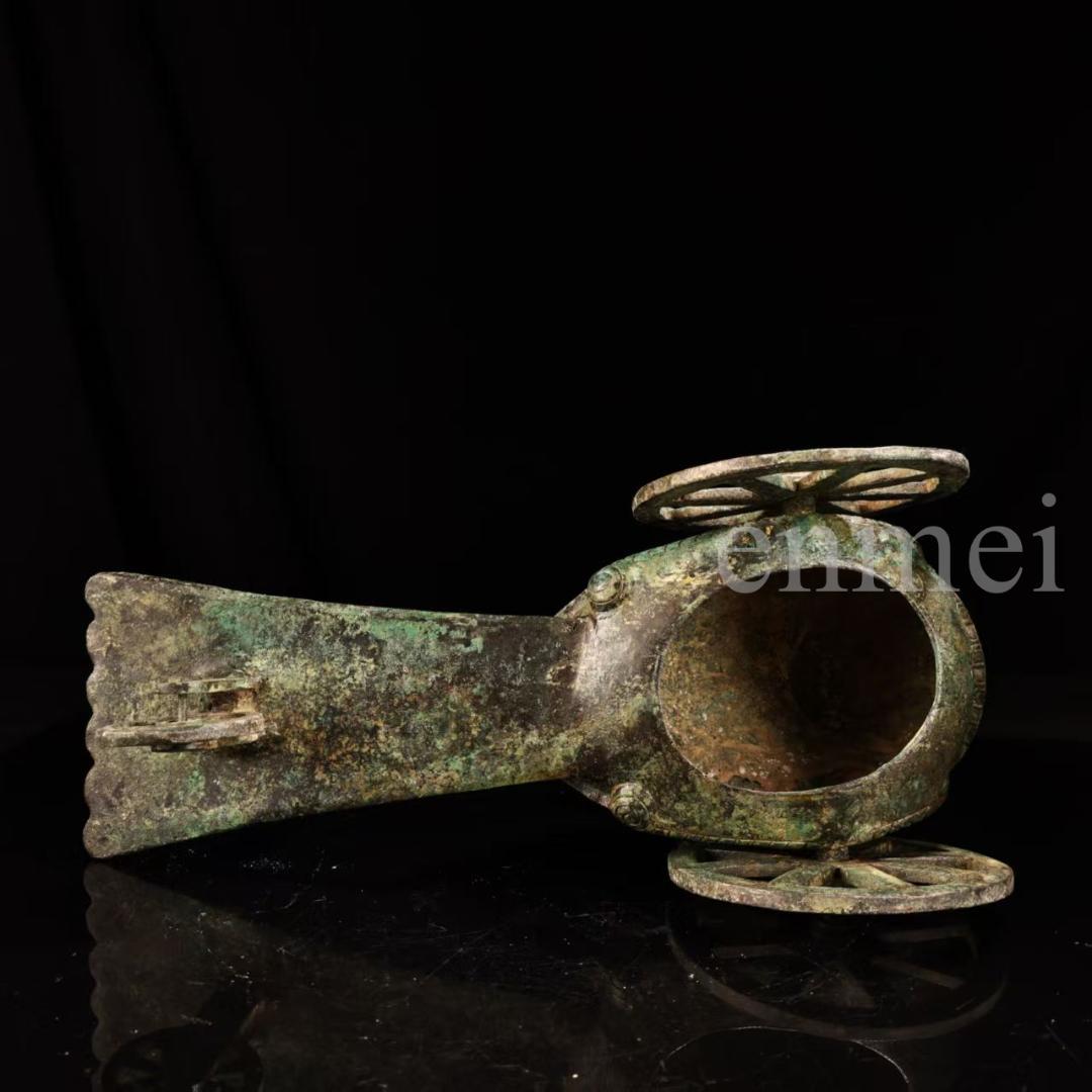 中国古美術・珍品旧藏・青銅製の鳳鳥車・鏨刻・純銅製・高浮彫・置物・風水開運・置物