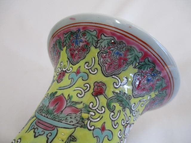中国古玩 大清雍正年製 魚尾花瓶 箱なし 台座付き 約36cm 中国美術