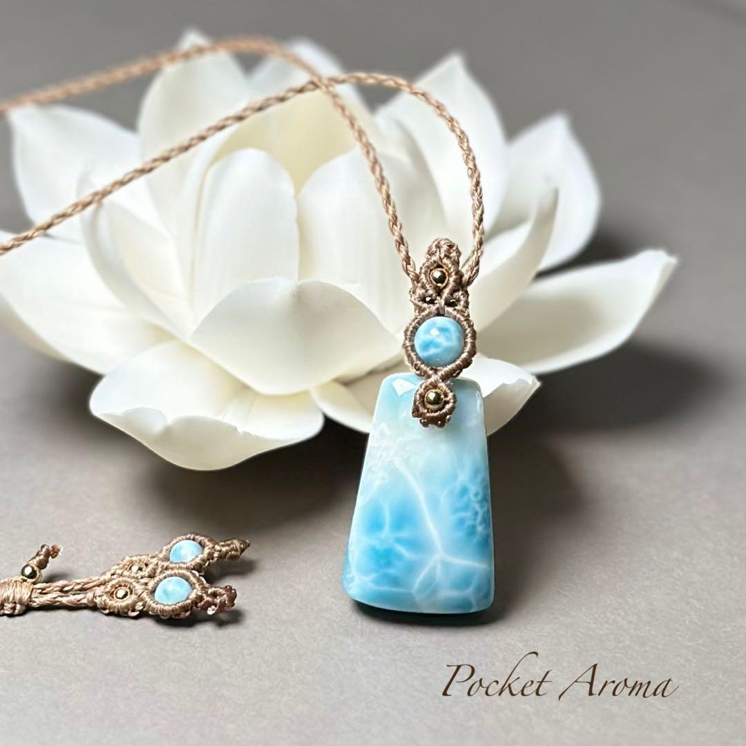 『精玲』高品質ラリマーのマクラメペンダントネックレス