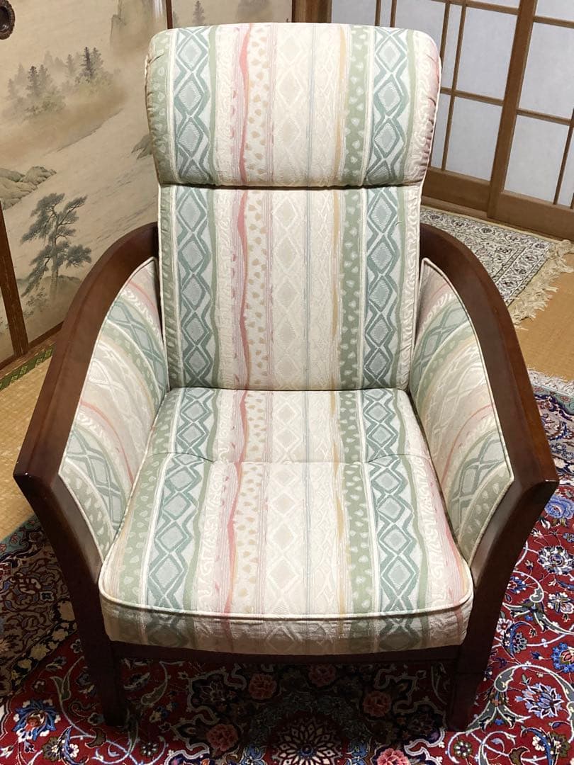 【マルニ木工】シングルソファー　リクライニング　美品　座面ゆったり　ハイバック