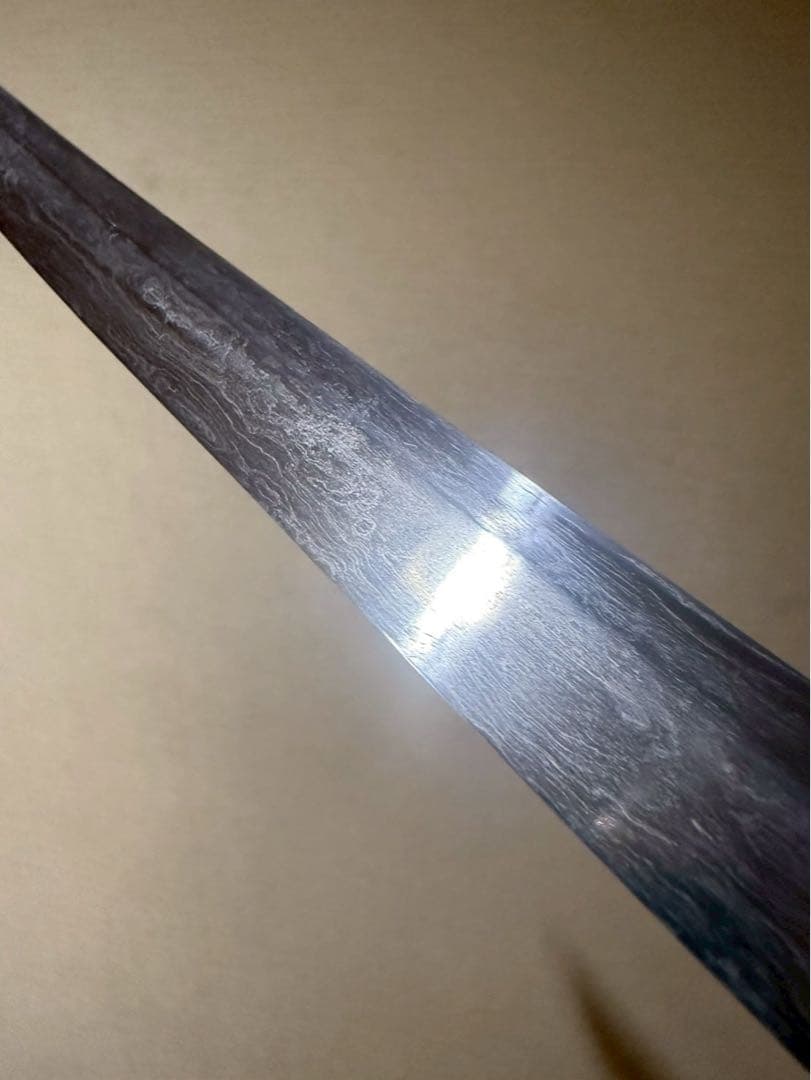 玉鋼製包丁　ダマスカス仕上げ　受注生産　両鎬　鮪包丁　刺身包丁　尺3〜5寸