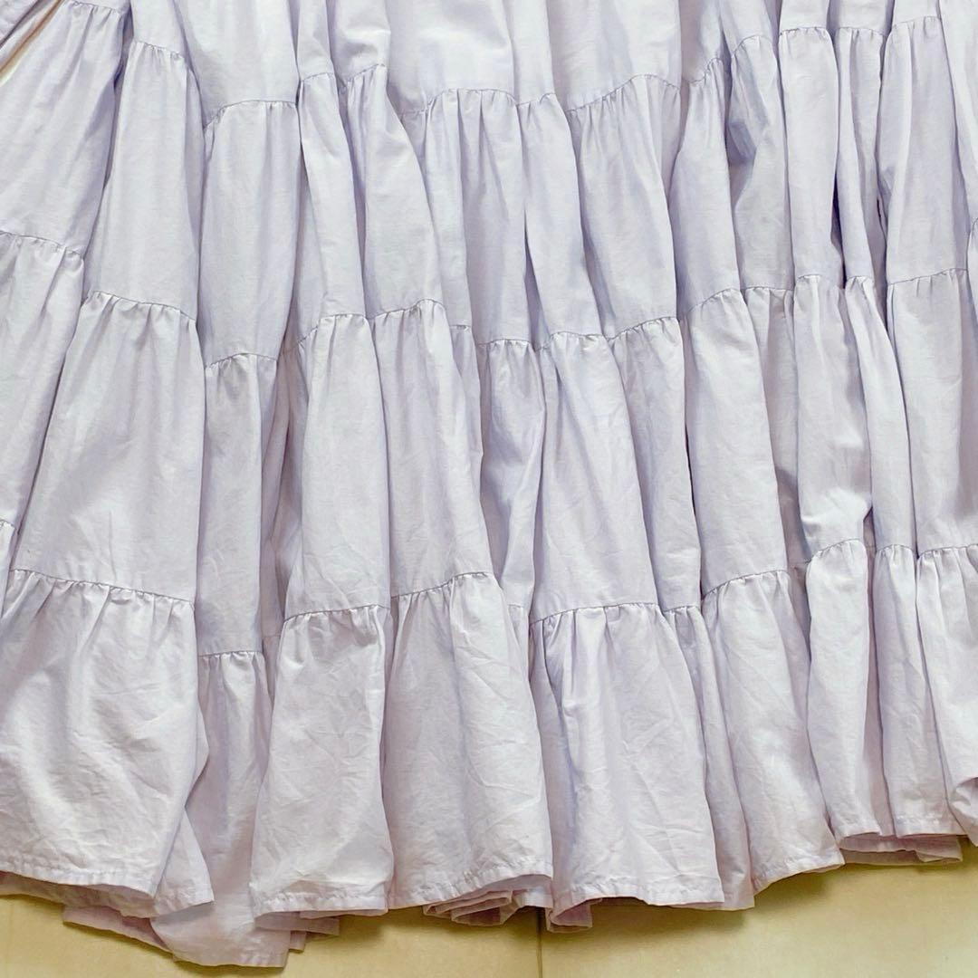 美品 マーレット ソリマン ラベンダー ティアードフリル ワンピース