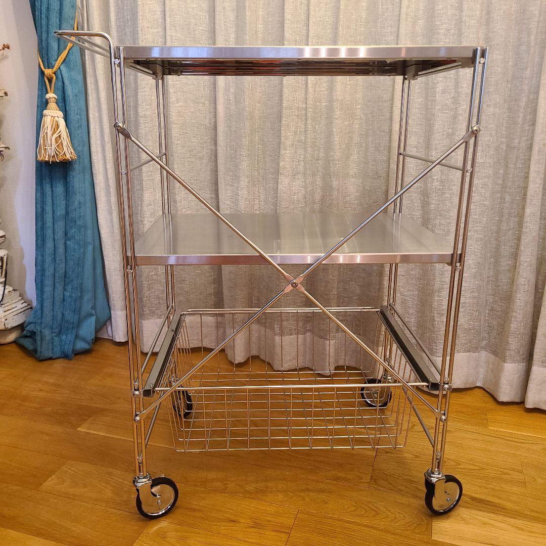 O'gre　オグレ　フラットステンレス3段トロリー　キッチンワゴン　韓国