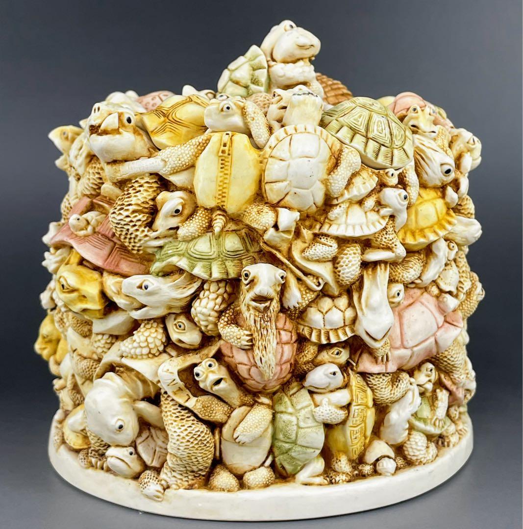 【希少】ハーモニーキングダム 亀 小物入れ カメ かめ 彫刻 置物 ボックス