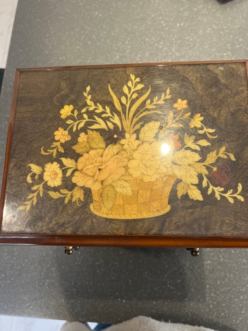 イタリア製 象嵌細工 木製ジュエリーボックス ミラー付き