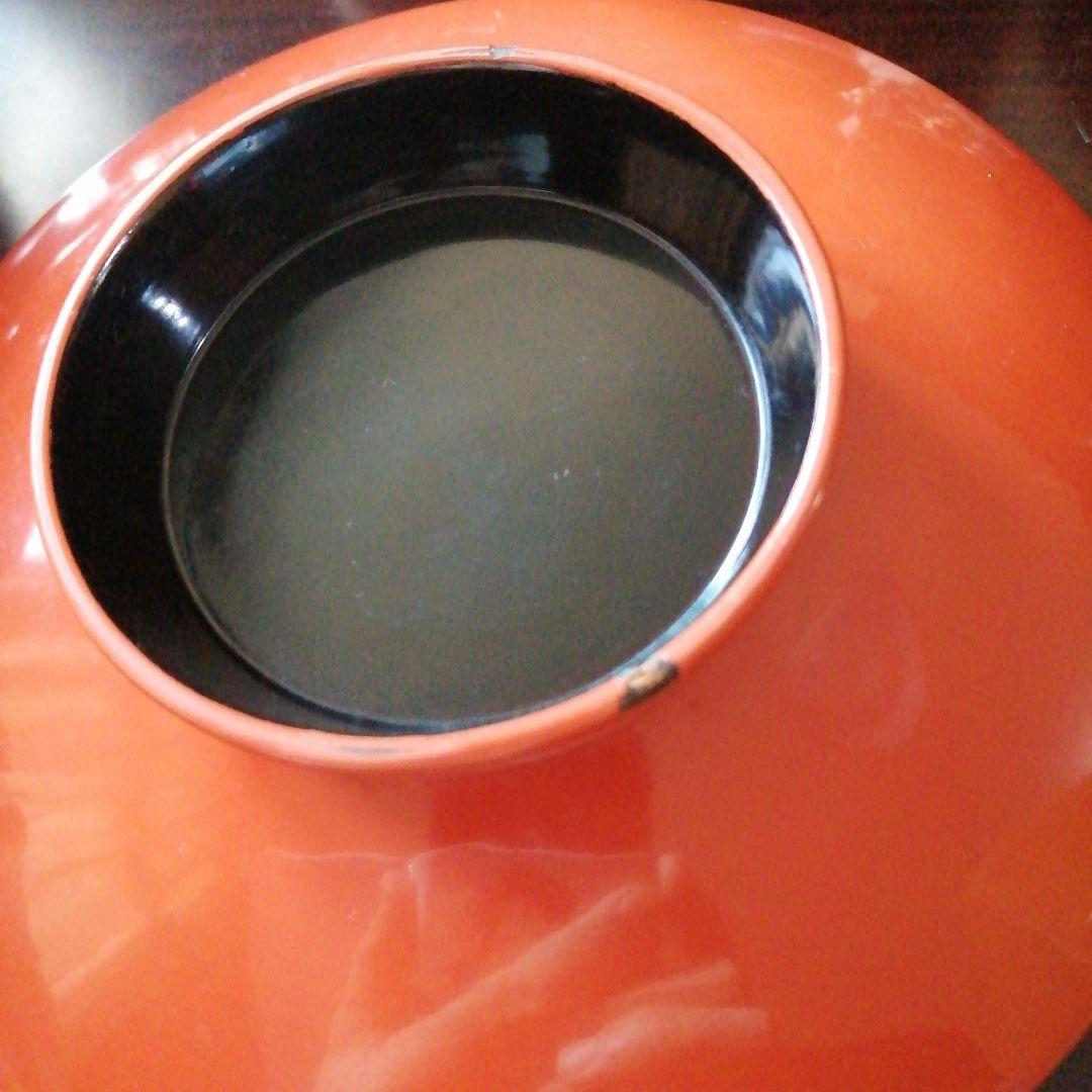 輪島塗　塗朱鰻平　10客　16.8cm　明治～大正期