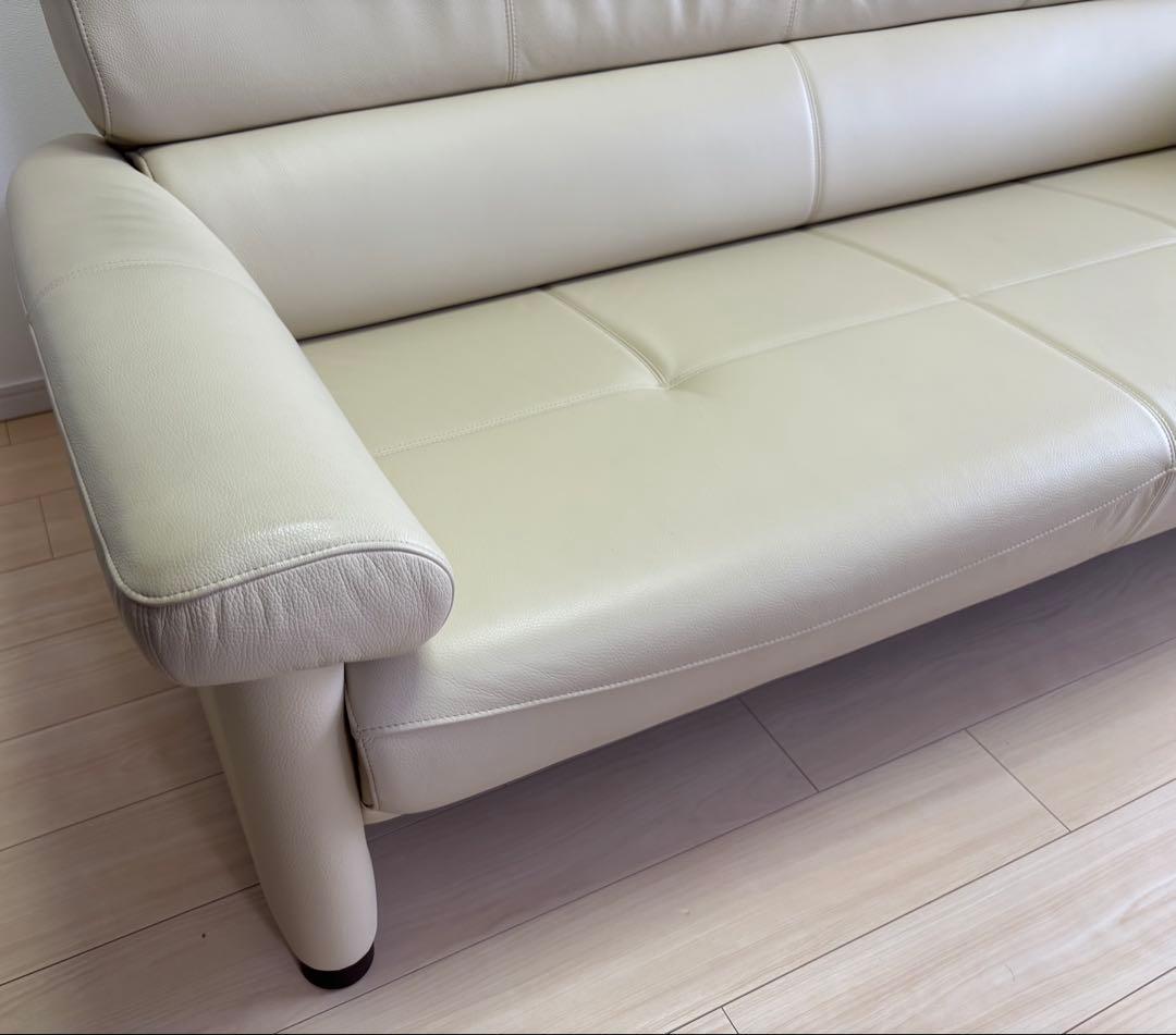 浜本工芸 革張地 3人掛けソファ