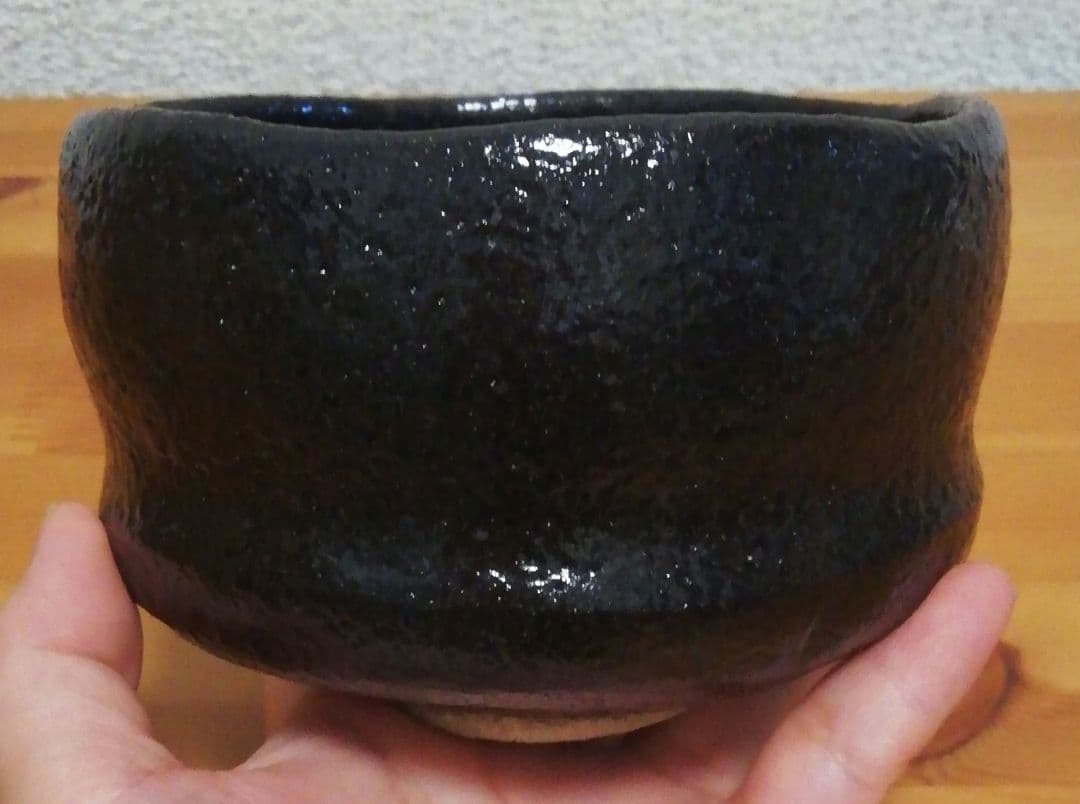 小川長楽(裕起夫)作　黒楽　茶碗　共箱　共布　茶道具