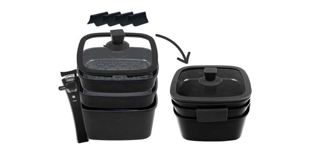 boohgle ボオグル フライパン・鍋 セット (ブラック, 10点セット)