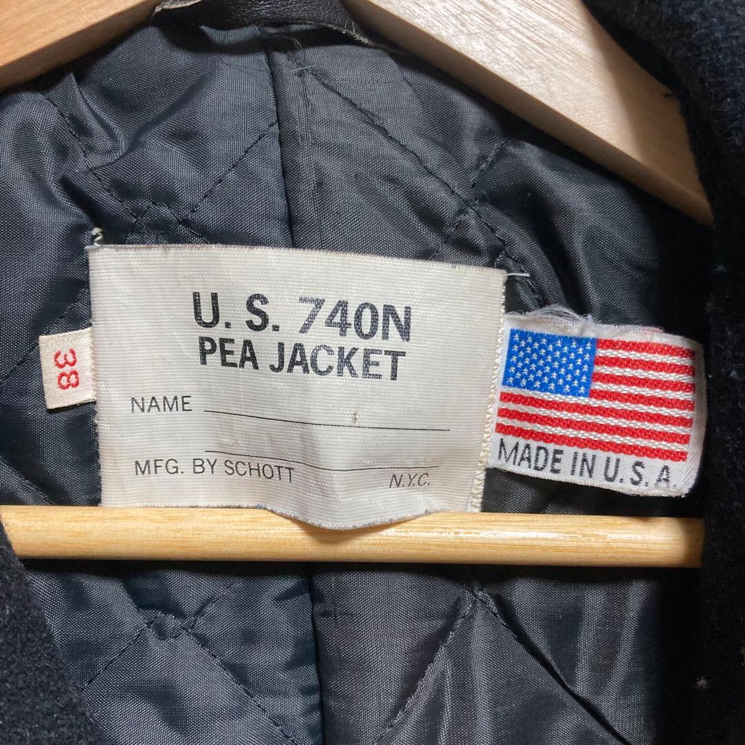 70s Schott ピーコート ブラック 38 L ショット USA製　古着