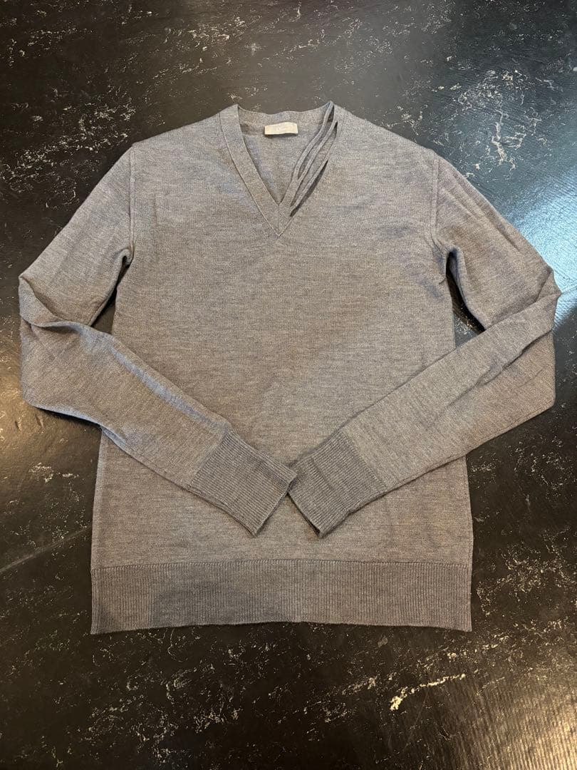 浪*家様 ディオールオム エディスリマン 2004AW Vネックニット グレー