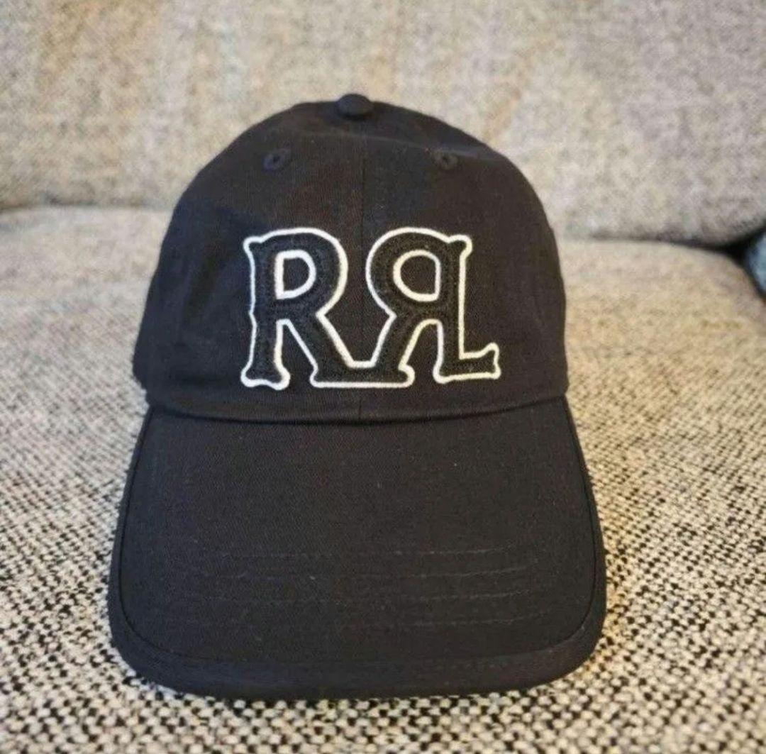 RRL ダブルアールエル 帽子 ロゴ ツイル 6パネル キャップ 帽子 ブラック