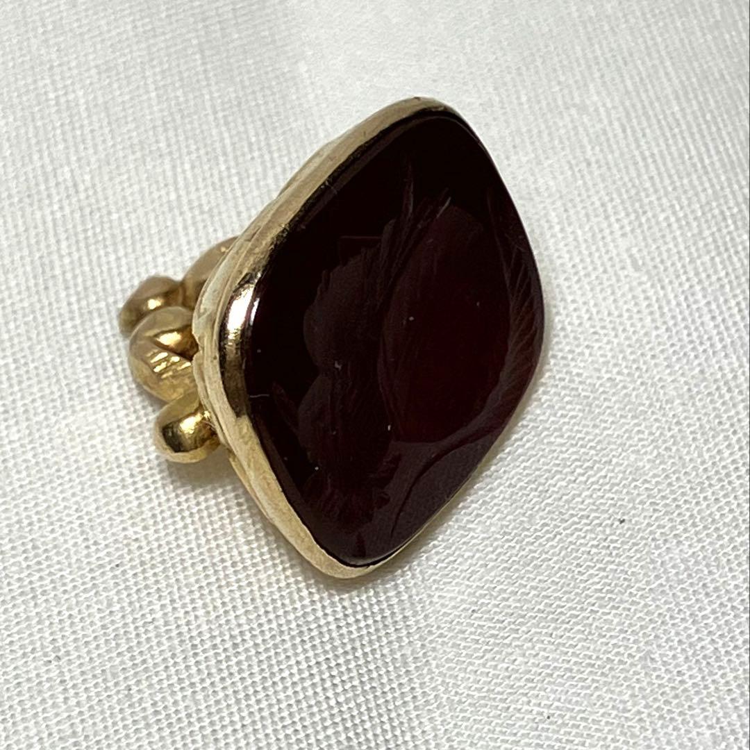 アンティーク 9金 フォブシール インタリオ 戦士